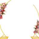 Metal Open Arch Backdrop StandHalf Moon Arch Stand Set of 2,Wedding Archs for Ceremony,Birthday,Wedding,Bridal Baby Shower,Anniversary,Floral Stand (Gold)