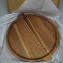 Charcuterie Board | Acacia Wood Serving Tray with Handles 13'' | Round Decorative Ottoman Coffee Table Tray | Medium Wooden Cheese Board Serving Platter for Party Supplies