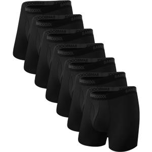 BAMBOO COOL Men's Underwear Breathable Boxer Briefs with Fly Moisture-Wicking Lightweight Underwear 7-Pack L