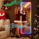 Hasipu 55"x16"LED RGB Door Mirror Full Length with Bluetooth Speaker, Full Body Full Length Over The Door Mirror with Lights, Door Hanging & Wall Mounted Mirror for Bedroom, Living Room, Cloakroom