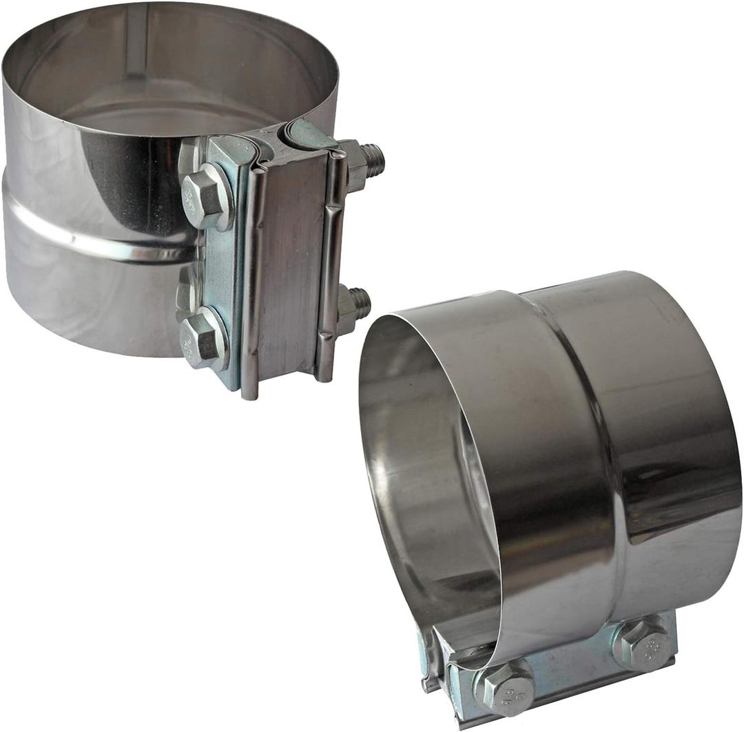 4" Lap Joint Exhaust Band Clamp - Stainless Steel With 1 Block 2Pcs For 4" Od To 4" Id Exhaust Pipe, Muffler, Elbow And Exhaust Tubing Connection(2 Pack)