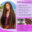 Highlight Human Braiding Hair 12 Inch 110g for Boho Braids Knotless Braids Bulk 100% Human Hair Extensions, P4/27/30 Ombre Brown Blonde Deep Water Wave Braiding Hair for Bohemian No Weft 3 Bundles