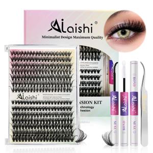 Lash Clusters Kit, DIY Cluster Eyelash Extensions 916mm, 30D+40D, 280pcs, D Curl Natural Volume Lashes with Lash Bond and Seal, Tweezers, Waterproof Fake Cat Eye Wispy Individual Clusters(16MIX1-1-S)