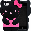 iPhone 5/5S Cell Phone Case, Fashion Cute 3D Cute Kitty Kawaii Soft Silicone Animal tective Gel Shockof Gel Back Cover for Kids Women Girls Boys (Black)