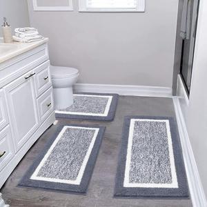 Amazon.com: Pauwer Bathroom Rugs Sets 3 Piece Bathroom Shower Rugs with U-Shaped Contour Toilet Mat Absorbent Microfiber Plush Bath Mats Non Slip Bath Rugs Machine Washable Shaggy Bath Floor Mats : Home & Kitchen
