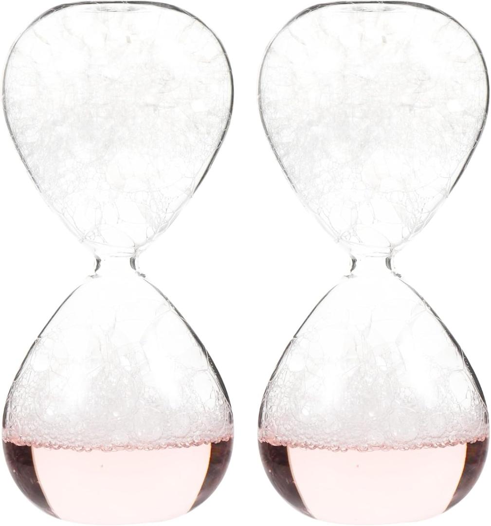 Tofficu 2 Pack Glass Liquid Timer Hourglass 5.5 Inch Bubbling Sand Clock for Home Office Desk Relaxation and Birthday
