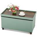 Dorriss Ottoman Storage Bench with Tray - Bedroom Foot Stool & Coffee Table Lid - Black Leather, 30" Inch