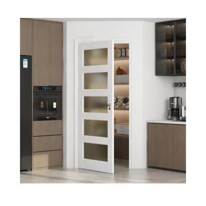 5-Lite Frosted Glass Interior Door Slab, French Door for Pantry, Bedroom, Closet, Laundry & Bathroom, White Prefinished Paintable (White 5-Lite Frosted Glass Door Slab, 30" x 80")