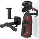 Motorcycle Helmet Holder Wall Mount, Heavy-Duty Tactical Helmet Accessories, Versatile Wall Rack for Motorcycle and Football Gear Storage, Space-Saving Design, Black