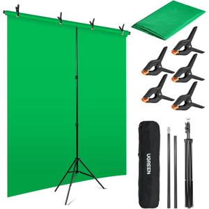 Green Screen Backdrop Kit 6.5x5 ft Portable Chroma Key Background with T-Shaped Stand, 5 Spring Clamps & Carrying Bag  for Zoom, YouTube, TikTok, Gaming, Streaming, Photography (Green)