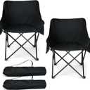 HaSteeL Camping Chair for Adults, Compact Folding Portable Chairs Set with Side Pockets for Outdoors Fishing, Hiking, Backpacking, Picnic, Beach, Travel, Supports to 250lbs, & Storage Bags (Black)