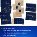 100 Bulk Navy Thank You Cards with Kraft Envelopes and stickers - 4 Minimalistic Designs Blank Thank You Notes with Envelopes Matt for business Wedding Bridal Gift Baby Shower Business Graduation