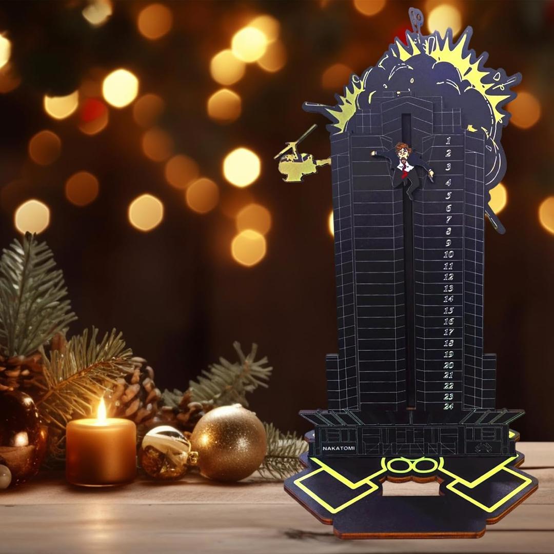 Die Hard Advent Calendar, 2025 Christmas Countdown Calendar, Magnetic Wooden 24 Days of Advent Calendar for Kids Christmas Advent Gifts Home Table Party Decorations