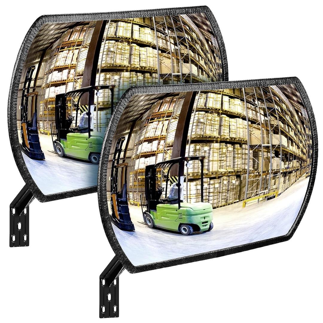 2 Pcs Garage Parking Indoor Acrylic Convex Security Mirror, 18" x 12" Rectangular Convex Corner Blindspot Mirror with Protective Film for Driveway Traffic