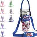 DLOCCOLD Water Bottle Carrier Bag with Phone Pocket for 40 oz Tumbler, Water Bottle Holder with Adjustable Shoulder & Handheld Strap, Carrier Sling Bag for Water Bottle Walking Camping Travelling (Garden Sketch)