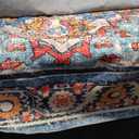 Washable Area Rug 8'x10' Boho Chic Medallion Distressed Design Non-Shedding Easy Care Ideal for High Traffic Areas in Living Room Bedroom Office Coffee Table Large Carpet (Blue and Yellow)