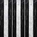 Voircoloria 3 Pack 3.3 x 8.2 ft Black and Silver Foil Fringe Backdrop Curtains, Tinsel Streamers Party Decorations, Fringe Backdrop