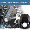 Motorcycle Fairing Windshield Kit For 2006-2017 Dyna Street Bob Super Glide FXD FXDC Low Rider Accessories, 48-58mm Forks 11" Smoked Motorbike Wind-Screen with Extension