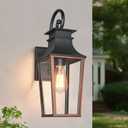 ALVIME Outdoor Wall Lights, Brushed Gold Finish Exterior Wall Lanterns, Metal Waterproof Porch Light Fixtures for House, Patio, Garage, E26 Base&High Strength Clear Glass, Small Wall-16.625 Inch