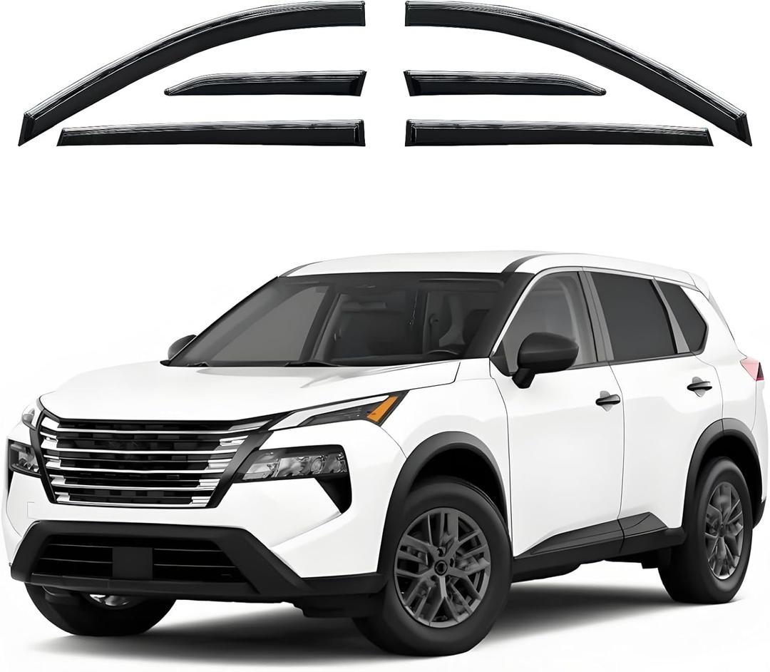 Shatterproof Out-Channel Window Deflectors for Nissan Rogue 2021-2025, Rain Guards, Window Visors for Cars, Vent Deflector, Car Accessories, 6 pcs (for Rogue 21-25 6-Piece Chrome)