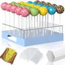 Cake Pop Stand,25 Holes Clear Cake Pops Display Holder,Cake Pop Sticks Kit, Candy Pop Holder,cake pop mold for Party,Wedding,Birthday(Blue,1-Pack)