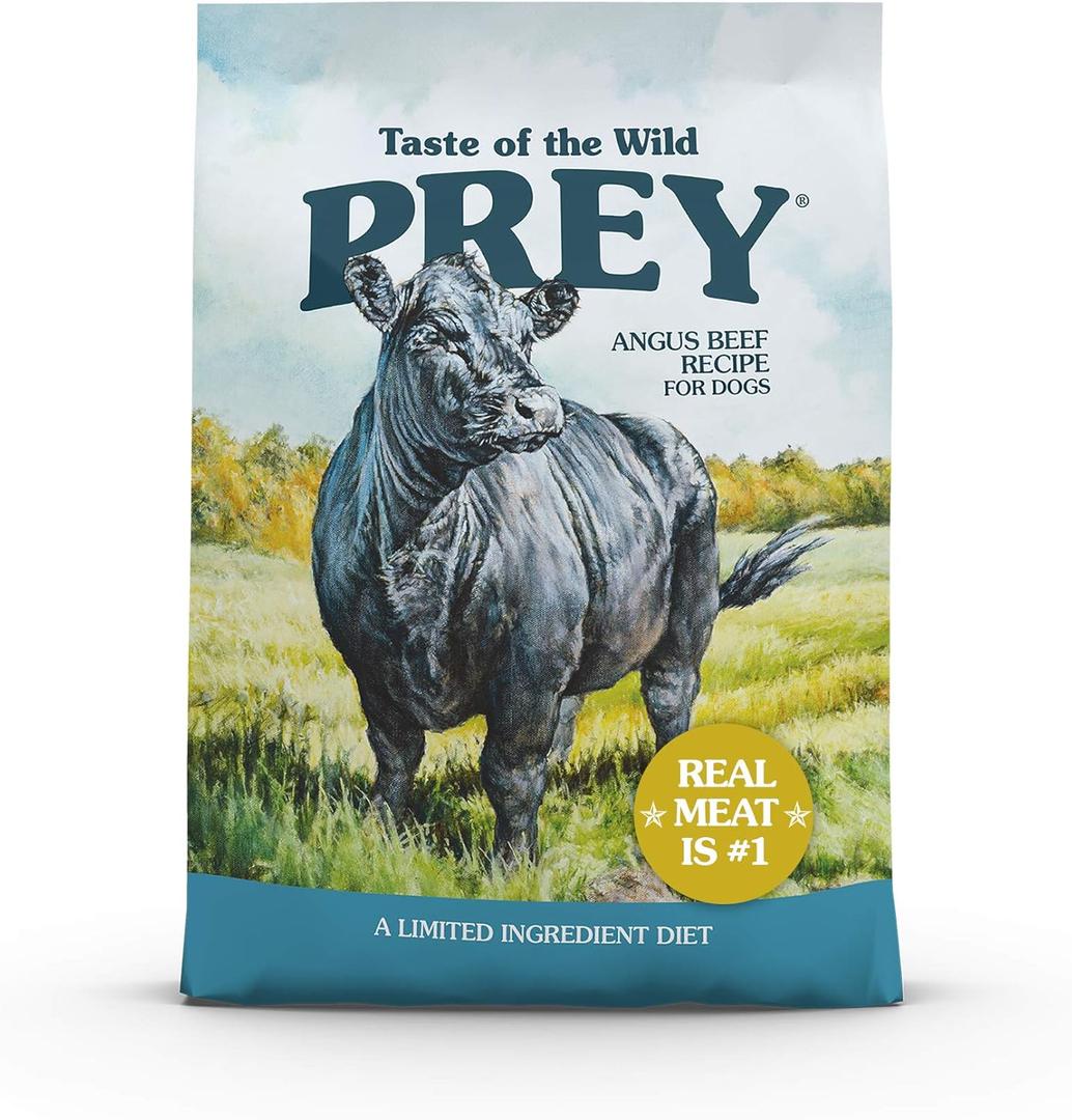 Taste of the Wild Prey Real Meat High Protein Angus Beef Limited Ingredient Dry Dog Food Grain-Free Recipe Made with Real Pasture-Raised Beef and Probiotics for All Life Stages 25lb (25 Pound (Pack of 1)), Best By:01/22/26