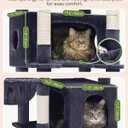 Globlazer Heavy Duty Cat Tree, 74in Sturdy Cat Tower for Large Cats Adult, Big Cat Tree with 7 Sisal Scratching Posts, 2 Padded Condos, 2 Dual-Ear Hanging Baskets, Enlarged Top Perch, S74, Dark Grey