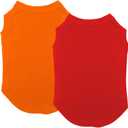 Chol&Vivi Dog Clothes, 2pcs Soft Cotton T-Shirts for Small, Medium, Large, Extra Large Dogs (Red and Orange, S (16" Chest))