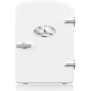 Cans Compact Mini Fridge, Warmer and Cooler Portable Refrigerator with Observation, Freon-Free & Eco Friendly, 4L with window, White