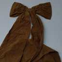 Christmas Tree Topper Bow 19.7x70.9 Soft Long Tail Velvet Christmas Tree Bows Decorative Hanging Ornaments for Party Door Wall Backdrop, Coffee