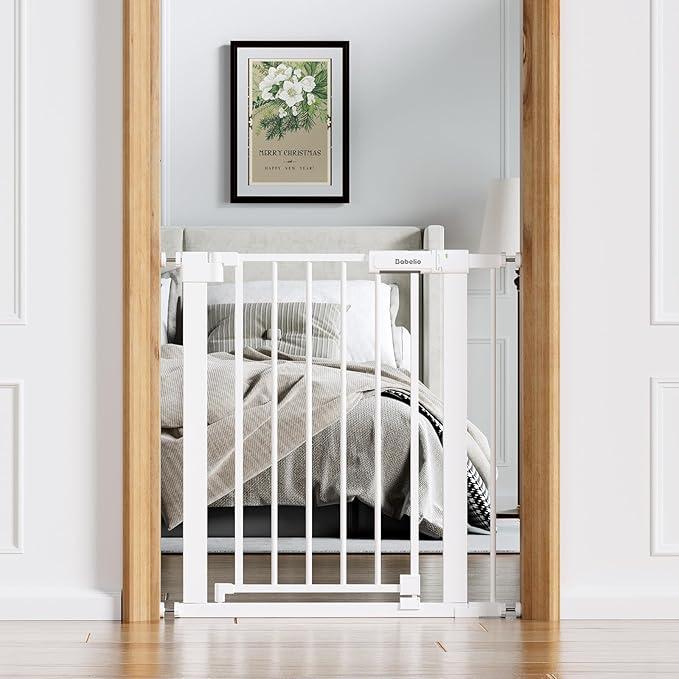 Babelio 26-31 in Baby Gate for Stairs, PressGuard Pet Gate with Wide Door
Pressure/Wall Mount, Dual Lock with Indicator, Auto Close, Heavy Duty, Easy Install for Doorways, Kitchens, Hallway, White