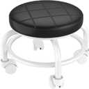 NiHome Universal Wheel Rolling Stool, Low Roller Seat with Reinforced 360 Swivel Wheels & Thick Metal Frame, 360 Movement Comfortable Ergonomic Cushion Seating, Quick Two-Step Assembly (Black) (One Size)