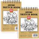 FIXSMITH 5.5"X8.5" Sketch Book | 160 Sheets (68 lb/100gsm) | 2 Pack Sketchbooks | Top Spiral Bound Artist Sketch Pad | Acid Free Drawing Pad | Ideal for Kids,Beginners,Artists &Painters | Bright White