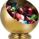 ELLDOO Coffee Pod Holder, Gold Metal Coffee Pod Storage for K Cup Nespresso Vertuo Keurig, Creamer Organizer Candy Bowl Fruit Snacks Jar for Countertop Kitchen Breakroom (7.1 inch height with base)