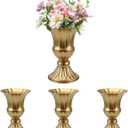 MCMCNCUIU Gold Vases for Centerpieces Set of 4, Urn Vases for Flowers, Vintage Pedestal Vase for Wedding Centerpieces, Metal Trumpet Vase for Wedding Table, Party, Home, Anniversary Decoration
