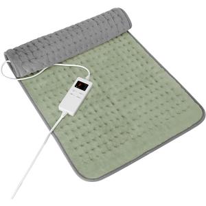 Heating Pad for Full Body Pain Relief 6 Heat Levels 4 Timers Soothes Back, Waist, Neck & Leg Aches Moist Machine Washable Holiday Wellness Gift (12'' x 24'', Green)