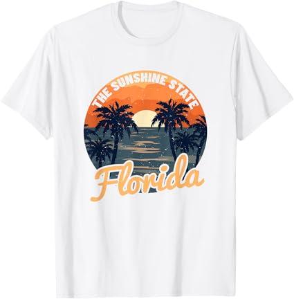 Florida Sunset - Throwback Design - Classic T-Shirt (Small, White)