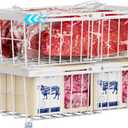 iSPECLE 2 Pack Freezer Organizer Bins - Fit 10 to 20 Cu.Ft Deep Freezer, Expandable Wire Storage Chest Freezer Baskets for Frozen Food, Stackable with Handles, White