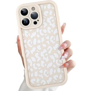 OOK for iPhone 16 Pro 6.3 Inch Case, Silicone Leopard Pattern Cute Cheetah Phone Case Soft Slim Shockproof Protective Cover for Women Girls - Beige