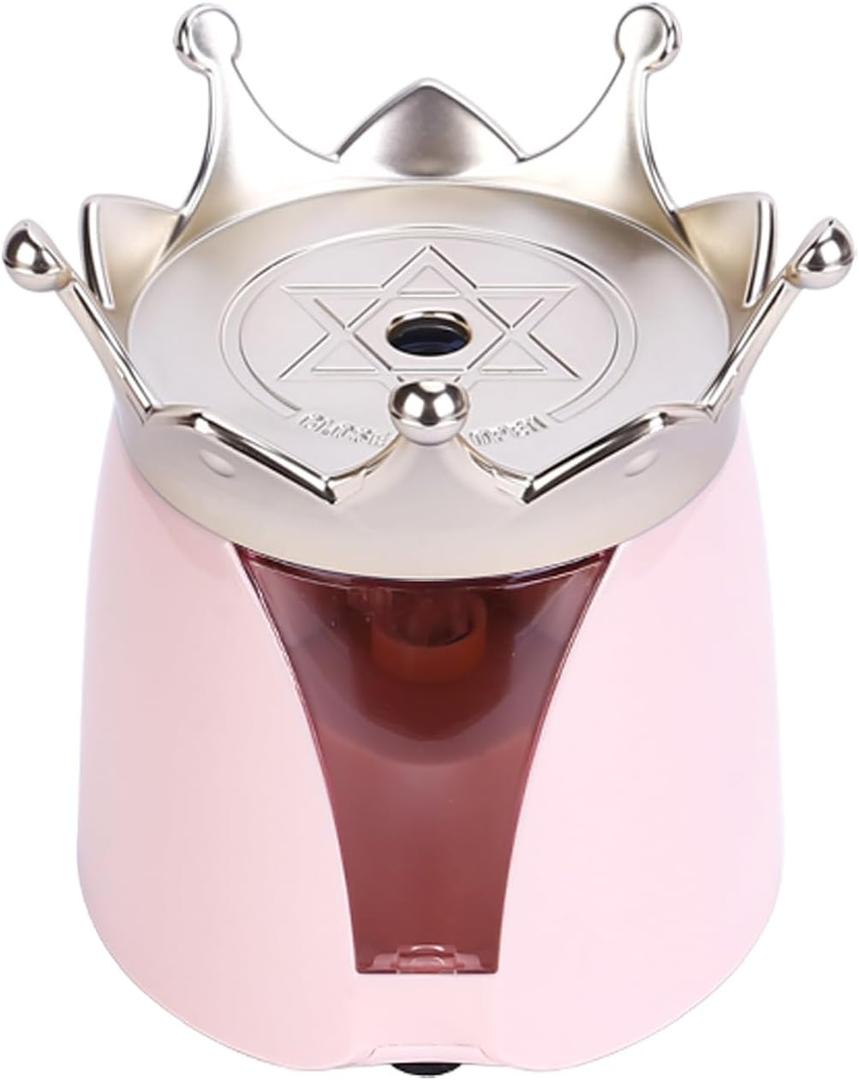 Automatic Electric Pencil Sharpener 2AA Battery, Ideal for No.2 and Colored Pencils Perfect for School, Home, Office, and Classroom Use Crown Design (Pink)