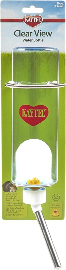 Kaytee Clear View Water Bottle for Pet Guinea Pigs, Rats and Chinchillas, 16 oz