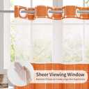 MitoVilla No Hooks Required Orange Shower Curtain with Snap-in Liner - with Window & Magnets, Boho Cotton Linen Fabric Shower Curtains with Tassels for Rustic Bathroom Decor, Burnt Orange, 72 x 74