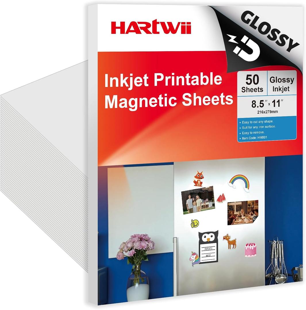 Bulk Printable Magnet Glossy 50 Sheets for inkjet printer Make Refrigerator Photo 13.5mil 8.5 x 11 inches Thick magnetic printer paper for cricut