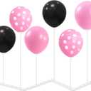 Balloon Stand with 10 Pcs Pink and Black Balloons, Centerpiece Table Decorations for Girls' 1st Birthday Sweet 16th Birthday Minnie Mouse Birthday Decorations (Pink Black 4pack)
