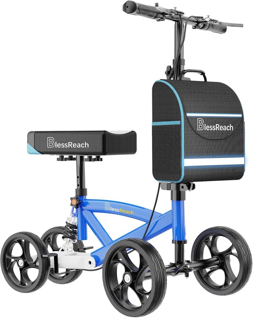 BlessReach Knee Scooter for Adults for Foot Injuries, Dual Braking System