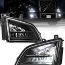 Partsam Pair LED Fog Light Lamp Compatible with 2018-2024 VNL Trucks, DOT Approved High/Low Beam Clear Lens Black Housing/w Plug