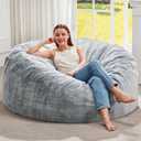 Hobestluk Bean Bag Chairs Giant Beanbag Chair with Filler, Memory Foam Bean Bags with Fluffy & Machine Washable Cover, Bean Bag Chairs for Aduts for Living Room, Bedroom (Grey, 4FT - 44 x 44 x 24)