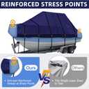 900D T Top Boat Cover -Heavy Duty Waterproof Trailerable Center Console Boat Cover fits for Beam Width Up to 116", Navy