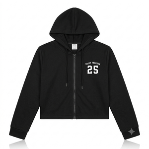 SOLY HUX Women's Zip Up Cropped Hoodies Sweatshirt Letter Graphic Drawstring Long Sleeve Casual Jacket Black Letter Large