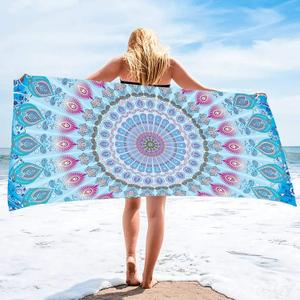 Bonsai Tree Mandala Beach Towel, Indian Hippie Boho Microfiber Bath Towel for Women, Bohemian Blue Sand Free Quick Dry Travel Towels Gifts for Yoga Sports Adults 30" x 60" (30"x60", Mandala 1)
